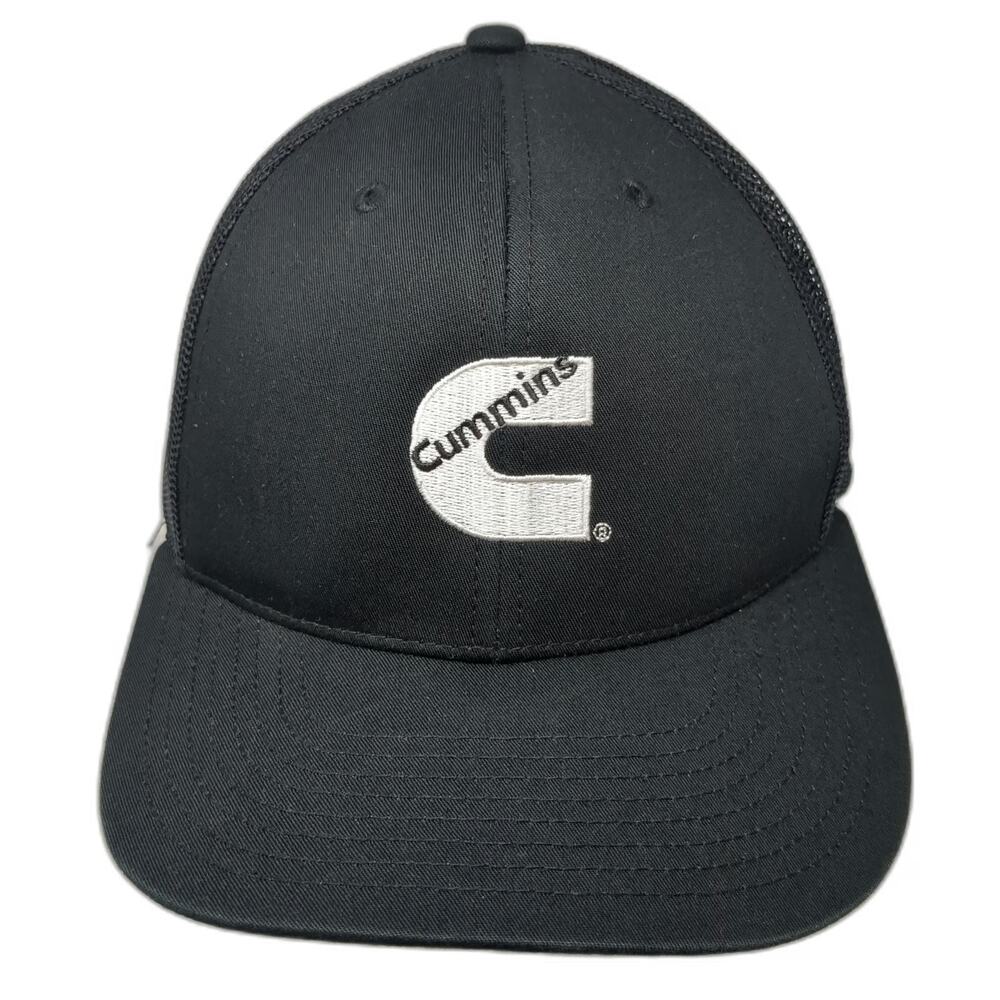 Richardson Trucker Hat Black One Size Snapback Cummins Logo Mesh Back Cap